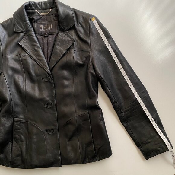 Wilsons Pelle Studio Leather Blazer Black Womens Size M Jacket Butter Soft, VTG - Picture 6 of 12